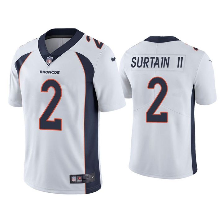 Men's Denver Broncos #2 Patrick Surtain II White NFL 2021 Draft Vapor Untouchable Limited Stitched Jersey Men's Denver Broncos #2 Patrick Surtain II White NFL 2021 Draft Vapor Untouchable Limited Stitched Jersey